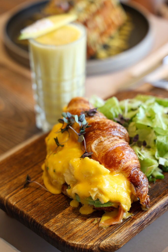 croissant brunch egg avocado